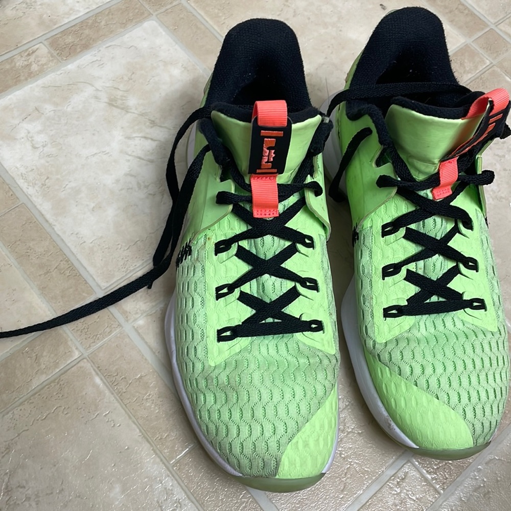 Nike green white and orange high top sneakers